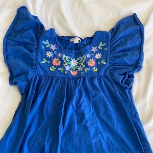 J crew embroidered ruffle sleeve tee